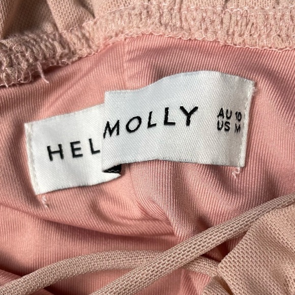 Hello Molly Dress Womens Medium Pink Feminine Ruched Bodycon Mesh Coquette Mini - Picture 9 of 11